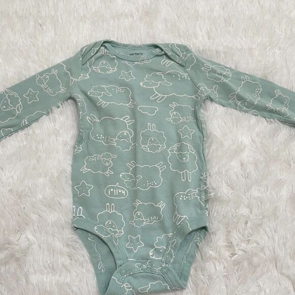 3/$10 Baby Carter's Green Long Sleeve One Piece Size 18 Months - Picture 3 of 6